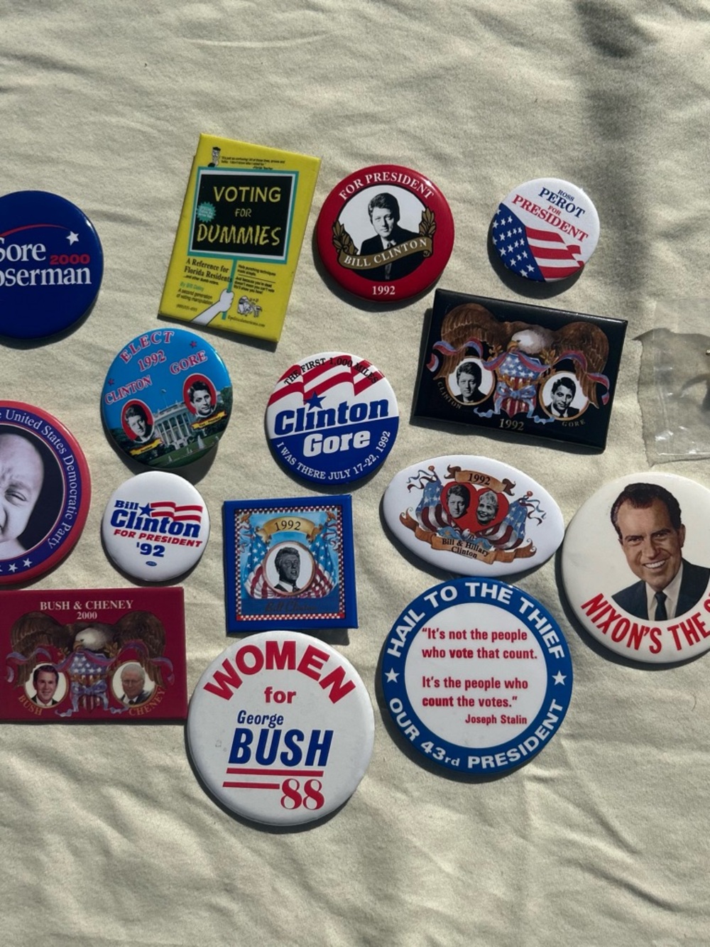 Vintage Political Pin Collection - Red, White & Blue Campaign Buttons